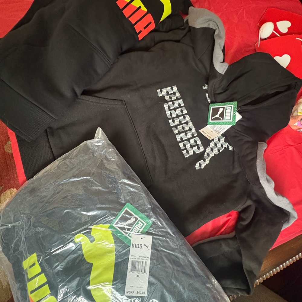 Puma Kids Hoodie in Black and Yellow